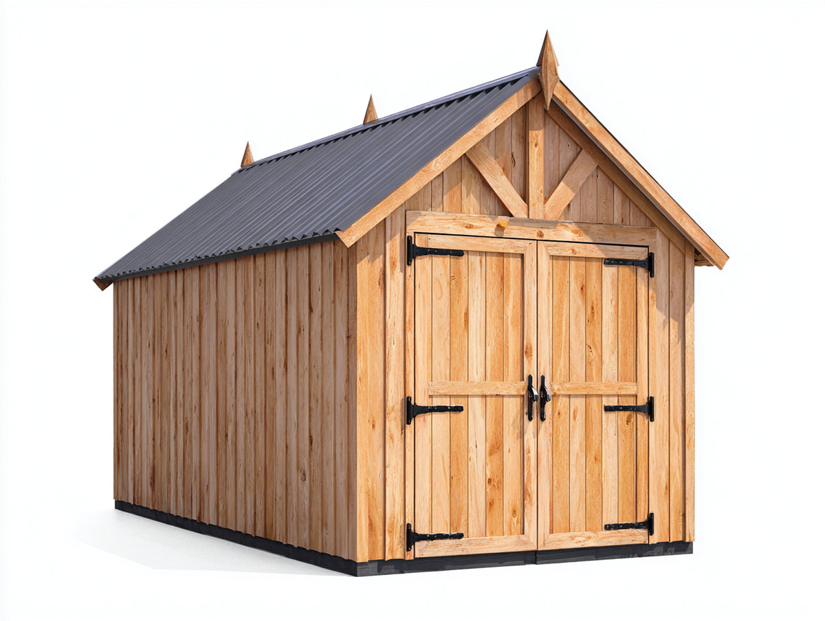 Casetta da giardino - Legno-Metallo - 250 x 180 x 240 cm - Marrone naturale-Antracite - Stile rustico