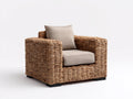 Poltrona da giardino - Rattan naturale-Tessuto - 90x84x80 cm - Marrone naturale-Greige - Stile mediterraneo