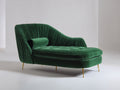 Chaise longue - Metallo-Velluto - 188 x 87 x 92 cm - Verde bottiglia-Oro - Stile moderno