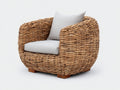 Poltrona da giardino - Rattan naturale-Tessuto - 92x85x80 cm - Marrone naturale-Grigio chiaro - Stile rustico