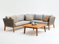 Divani da esterno - Rattan sintetico-Tessuto-Legno - 245 x 245 x 77 cm - Grigio tortora-Beige-Marrone naturale - Design angolare moderno