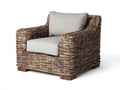 Poltrona da giardino - Rattan naturale-Tessuto - 93x86x84 cm - Marrone scuro-Grigio chiaro - Stile rustico contemporaneo
