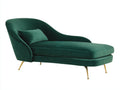 Chaise longue - Metallo-Velluto - 189 x 85 x 91 cm - Verde bosco-Oro - Stile contemporaneo