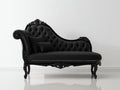 Chaise longue - Legno-Tessuto - 190 x 75 x 105 cm - Nero - Stile barocco