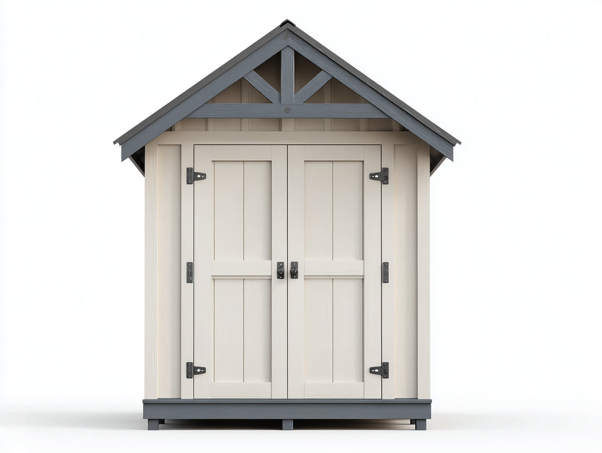 Casetta da giardino - Legno - 150 x 110 x 215 cm - Beige chiaro-Grigio ardesia - Stile rustico