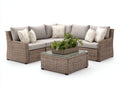 Divani da esterno - Rattan sintetico-Tessuto-Vetro - 250 x 250 x 76 cm - Marrone tortora-Grigio chiaro-Trasparente - Design angolare moderno