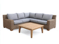 Divani da esterno - Rattan sintetico-Tessuto-Legno - 248 x 248 x 76 cm - Marrone chiaro-Grigio chiaro-Marrone naturale - Design angolare contemporaneo