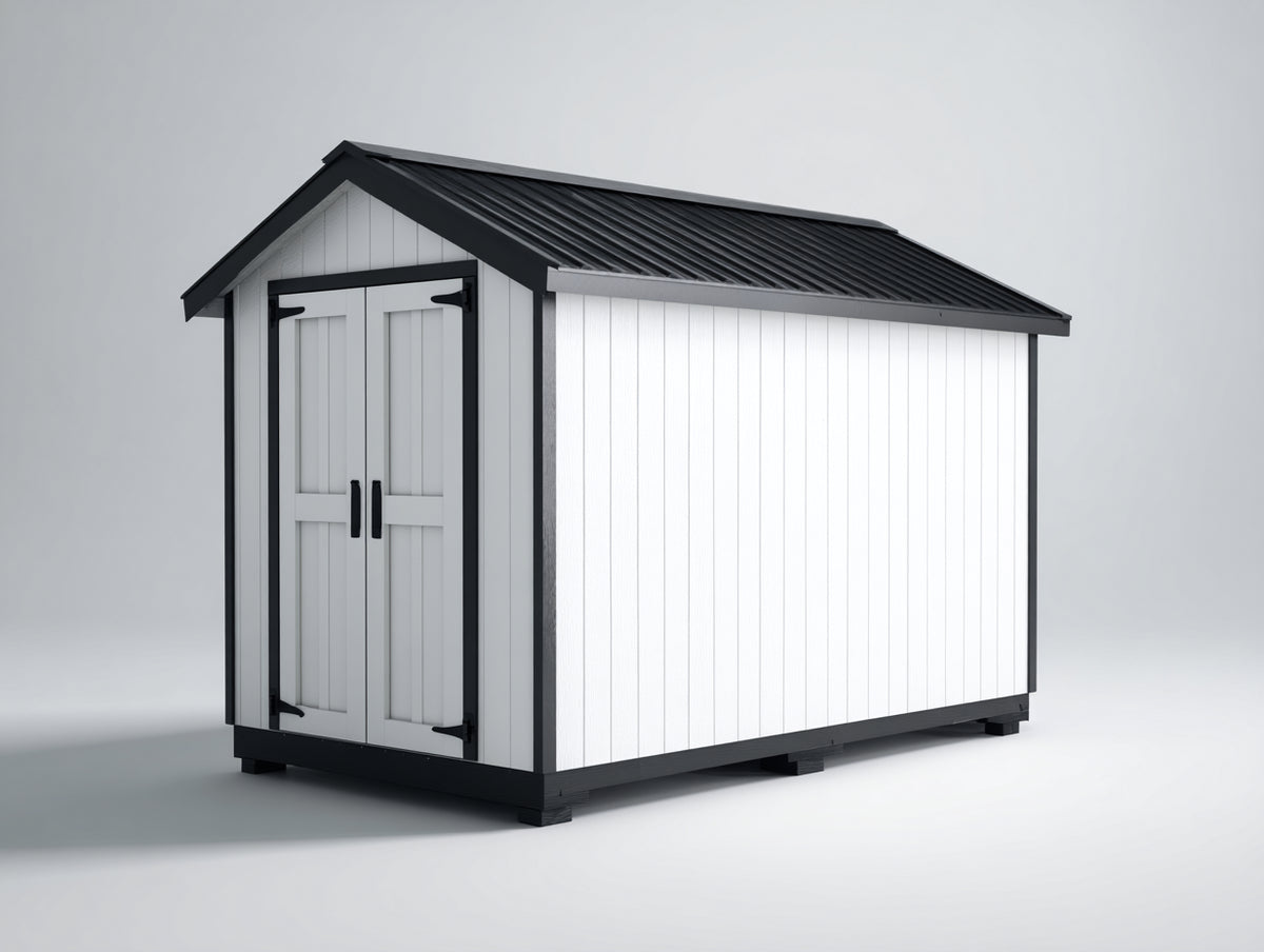 Casetta da giardino - Resina - 245 x 160 x 215 cm - Bianco-Nero - Stile moderno