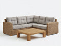 Divani da esterno - Rattan sintetico-Tessuto-Legno - 250 x 250 x 78 cm - Marrone chiaro-Beige-Marrone naturale - Design angolare contemporaneo