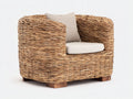 Poltrona da giardino - Rattan naturale-Tessuto - 94x87x78 cm - Naturale-Beige - Stile organico