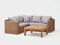 Divani da esterno - Rattan sintetico-Tessuto-Legno - 250 x 185 x 76 cm - Marrone caldo-Grigio chiaro-Marrone naturale - Design angolare moderno